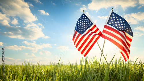 Field of Flags a?" Hundreds of American flags in a field, symbolizing remembrance and honoring veterans -