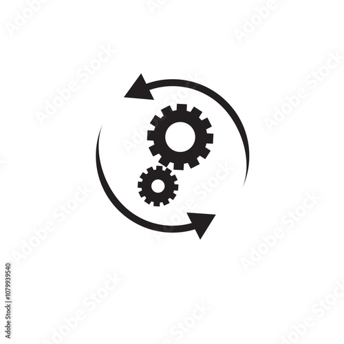 Workflow icon in flat style. Gear effective vector illustration on white isolated background. Process organization business concept.