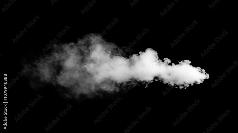 A compact white smoke puff with a defined shape, set against a transparent black backdrop A compact white smoke puff with a defined shape, set against a transparent black backdrop