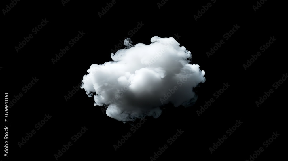 A compact white smoke puff with a smooth surface, isolated against a black background, A compact white smoke puff with a smooth surface, isolated against a black background,