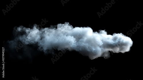 A compact white smoke puff with a smooth surface, isolated against a black background,