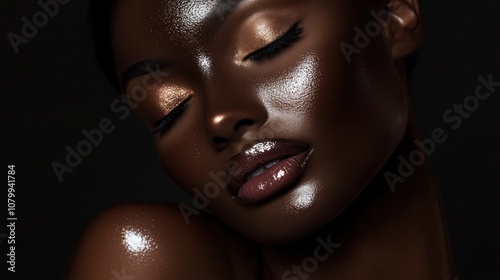 Glamorous Portrait of Woman with Radiant Makeup Glow