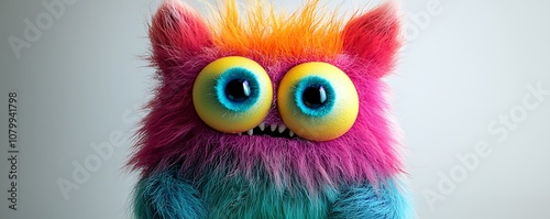 Adorable furry monster with colorful features.