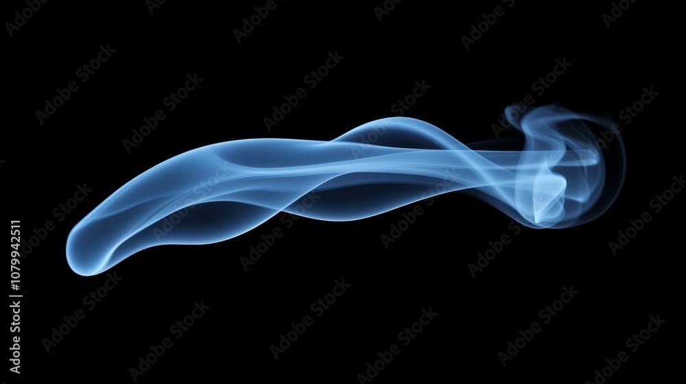 A delicate white smoke curl rising softly, creating a gentle atmosphere on a black background A delicate white smoke curl rising softly, creating a gentle atmosphere on a black background