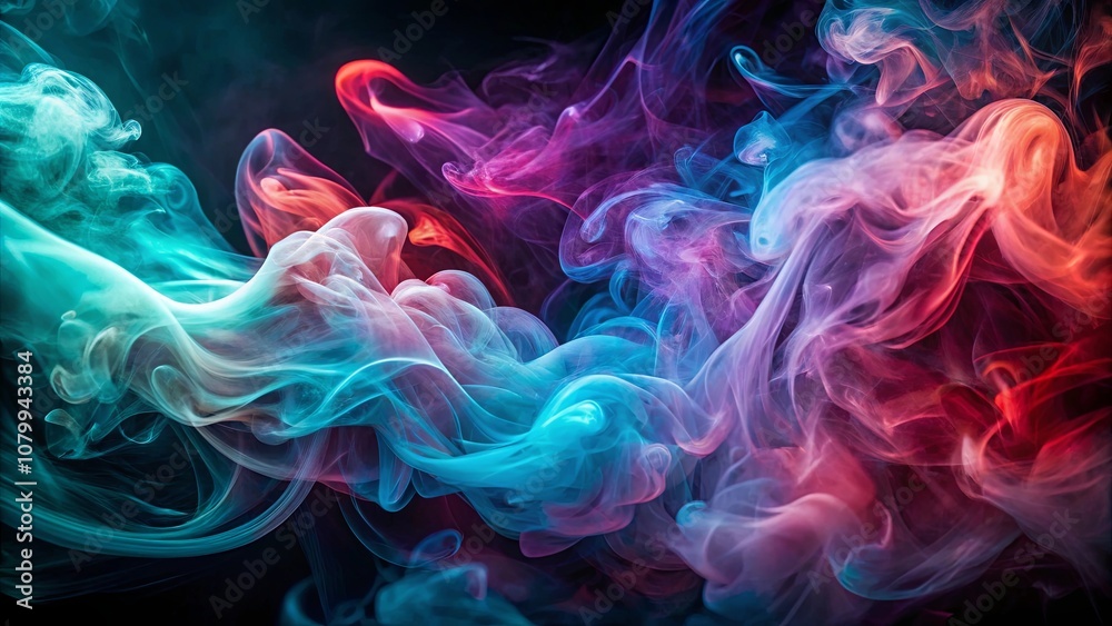 Abstract Swirling Smoke in Vivid Hues of Blue, Pink, and Red on a Dark Background Abstract Swirling Smoke in Vivid Hues of Blue, Pink, and Red on a Dark Background