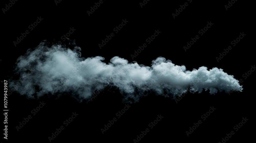 A dense white smoke cloud with soft gradients, isolated beautifully on a black background A dense white smoke cloud with soft gradients, isolated beautifully on a black background