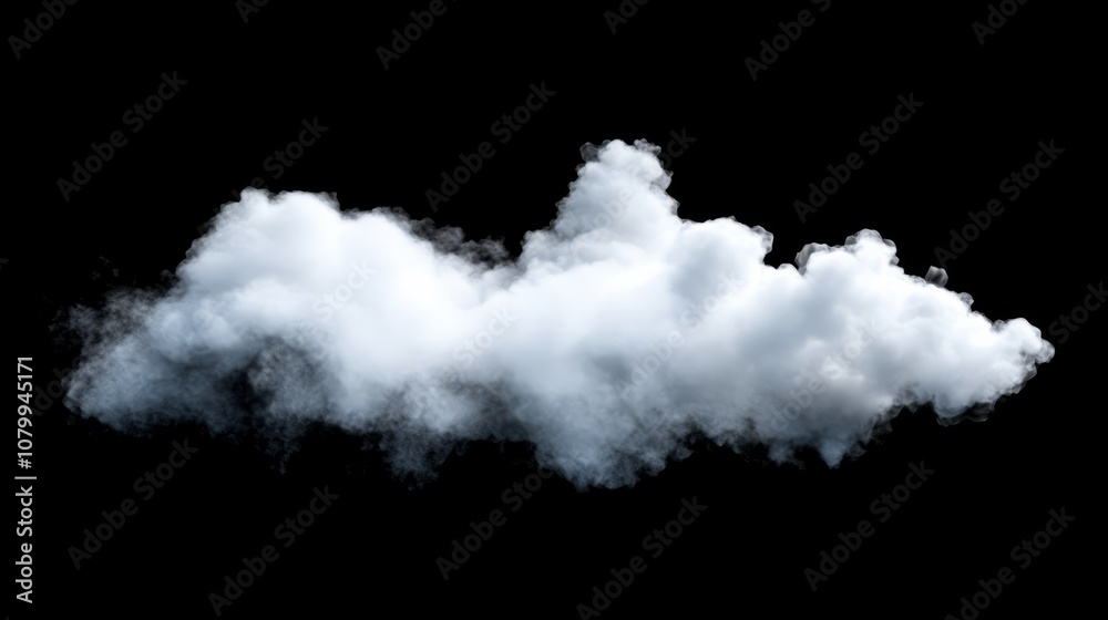 A dense white smoke cloud with soft gradients, isolated beautifully on a black background A dense white smoke cloud with soft gradients, isolated beautifully on a black background