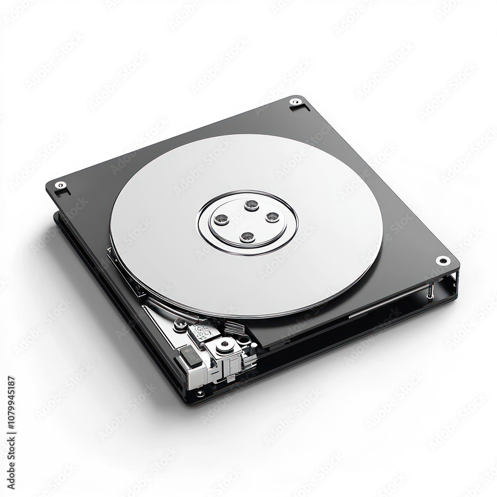 Hard disk drive with a traditional design. isolated on transparent background