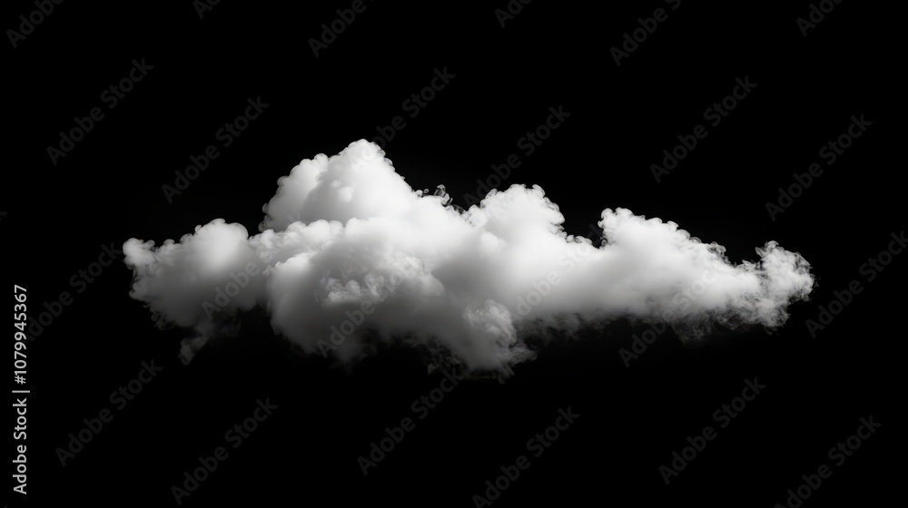 A dense white smoke cloud with soft gradients, isolated beautifully on a black background A dense white smoke cloud with soft gradients, isolated beautifully on a black background