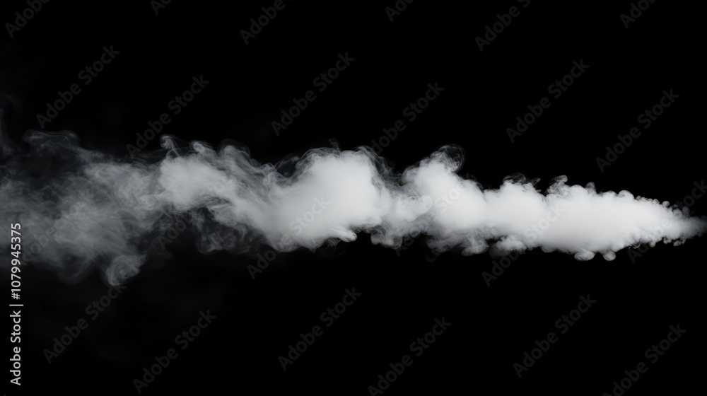 A dense white smoke cloud with soft gradients, isolated beautifully on a black background A dense white smoke cloud with soft gradients, isolated beautifully on a black background