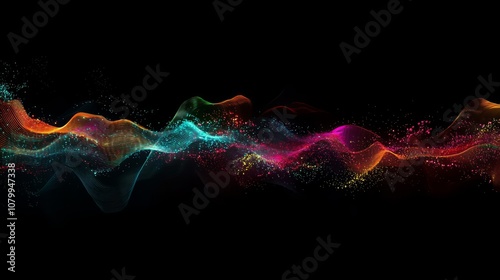 A dynamic and energetic wallpaper featuring bright neon data flow and explosion effects, creating a sense of motion, isolated on a dark background photo