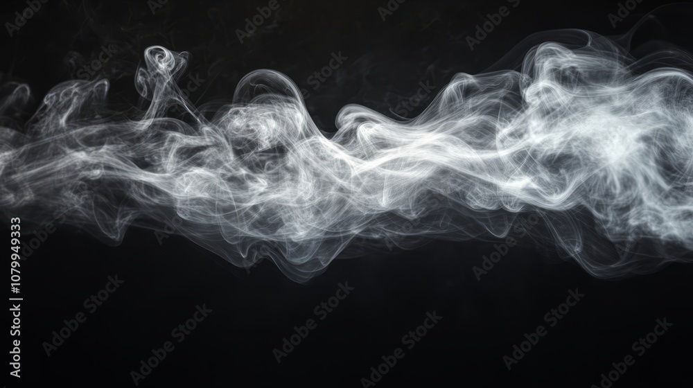 A fluffy white smoke puff expanding softly, isolated on a black background A fluffy white smoke puff expanding softly, isolated on a black background