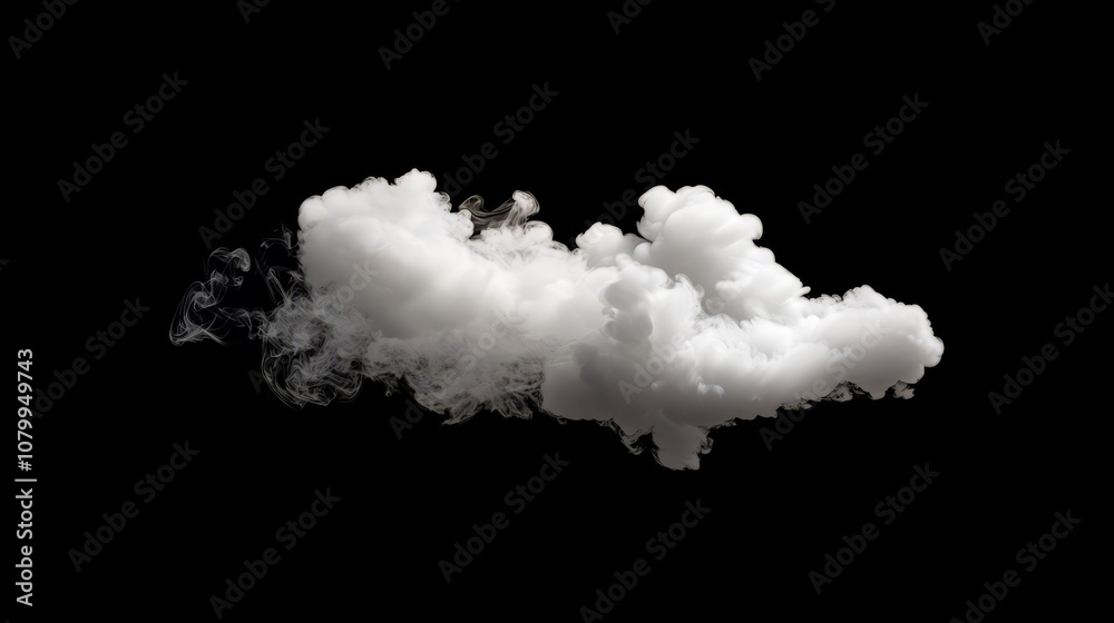 A fluffy white smoke puff expanding softly, isolated on a black background A fluffy white smoke puff expanding softly, isolated on a black background