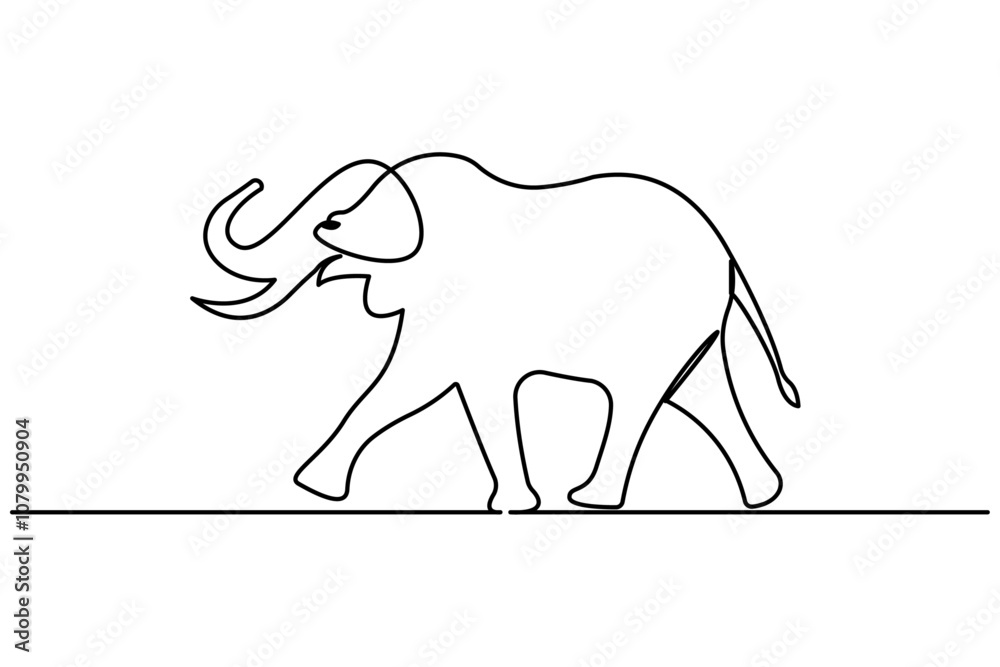 Elephant continuous line drawing of isolate animal wildlife outline simple vector icon Elephant continuous line drawing of isolate animal wildlife outline simple vector icon