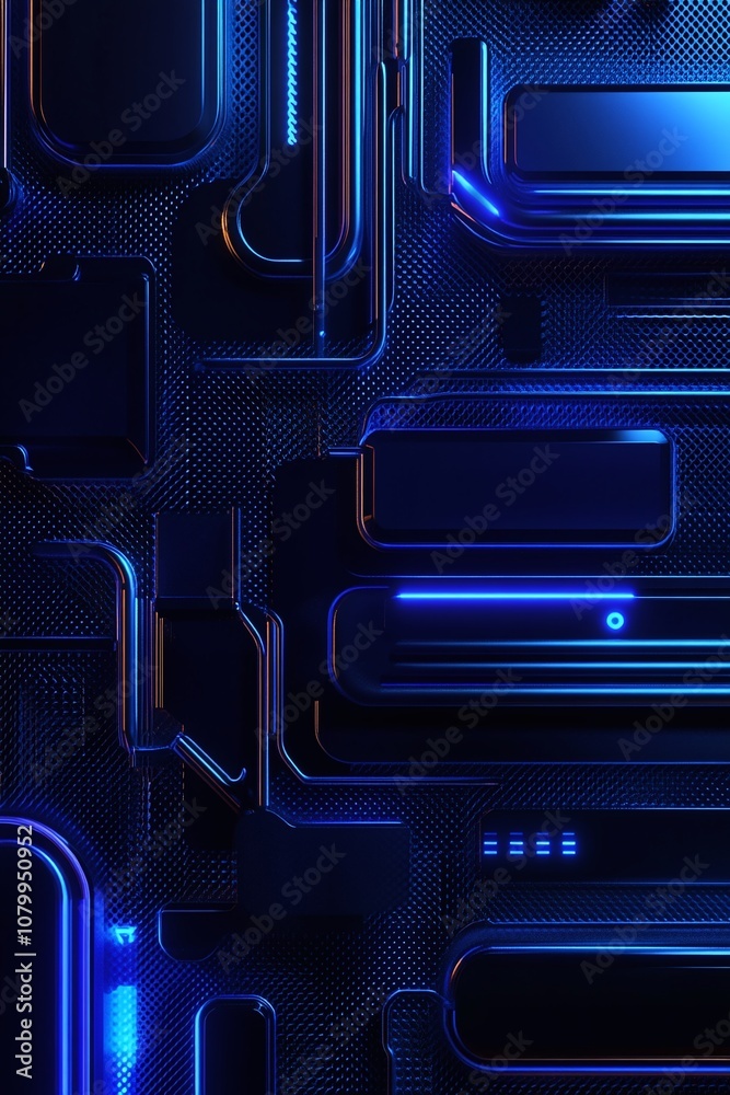 Futuristic Abstract Background with Blue Neon Lights and Geometric Shapes for Technology, Digital Art, and Modern Design Projects Futuristic Abstract Background with Blue Neon Lights and Geometric Shapes for Technology, Digital Art, and Modern Design Projects