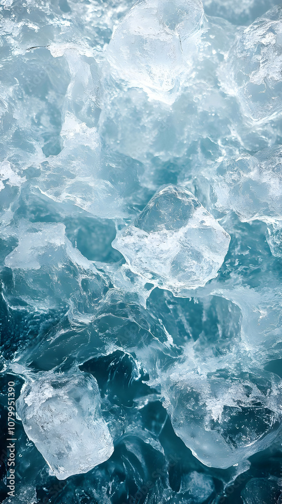 Photo - Ice Chunks Floating in Deep Blue Water Photo - Ice Chunks Floating in Deep Blue Water