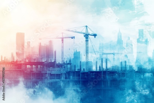 Constructing the Future: Cityscape of Cranes and Towers