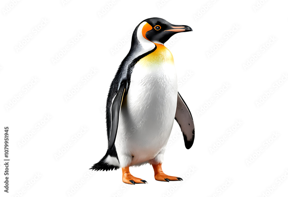Fototapeta premium Elegant King Penguin Standing Tall on a transparent PNG background