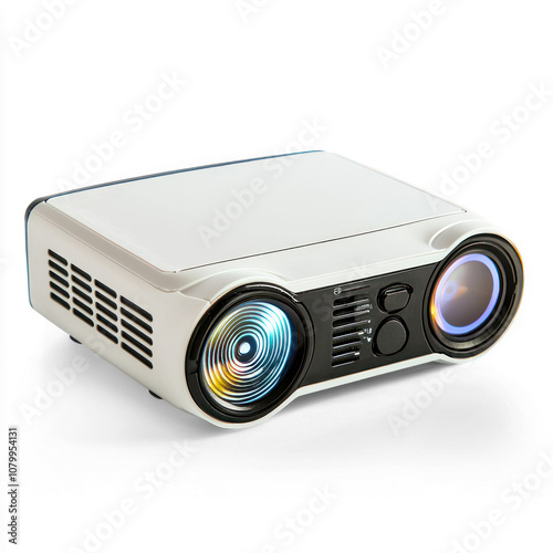Projector with a compact design and lens. isolated on transparent background