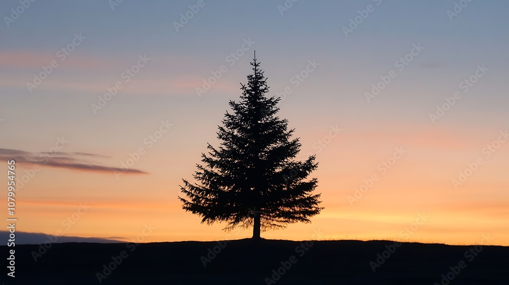 Fototapeta premium Snowy Pine Tree in a Mystical Forest