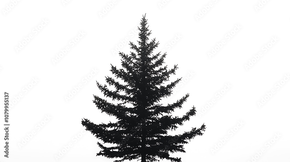 Obraz premium Snowy Pine Tree in a Mystical Forest