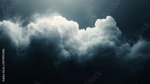 A light, airy white smoke cloud floating effortlessly, isolated on a solid black background