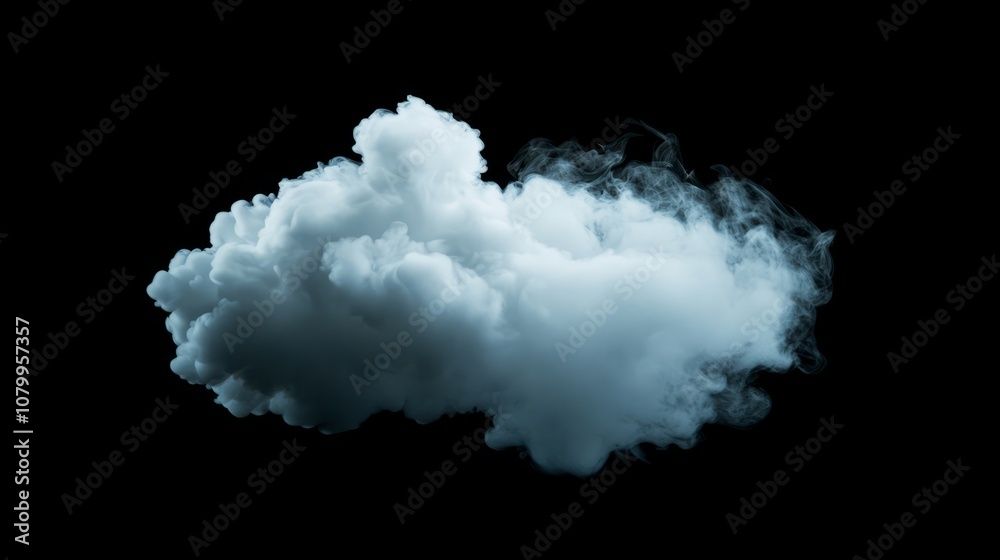 A large white smoke cloud billowing softly, set against a solid black backdrop A large white smoke cloud billowing softly, set against a solid black backdrop