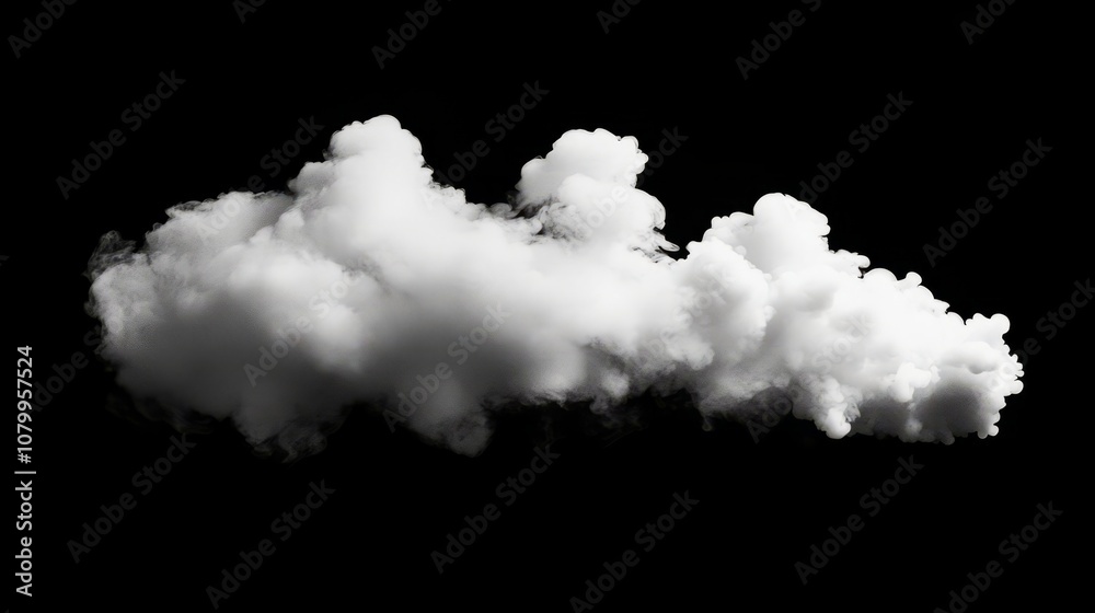 A large white smoke cloud billowing softly, set against a solid black backdrop A large white smoke cloud billowing softly, set against a solid black backdrop