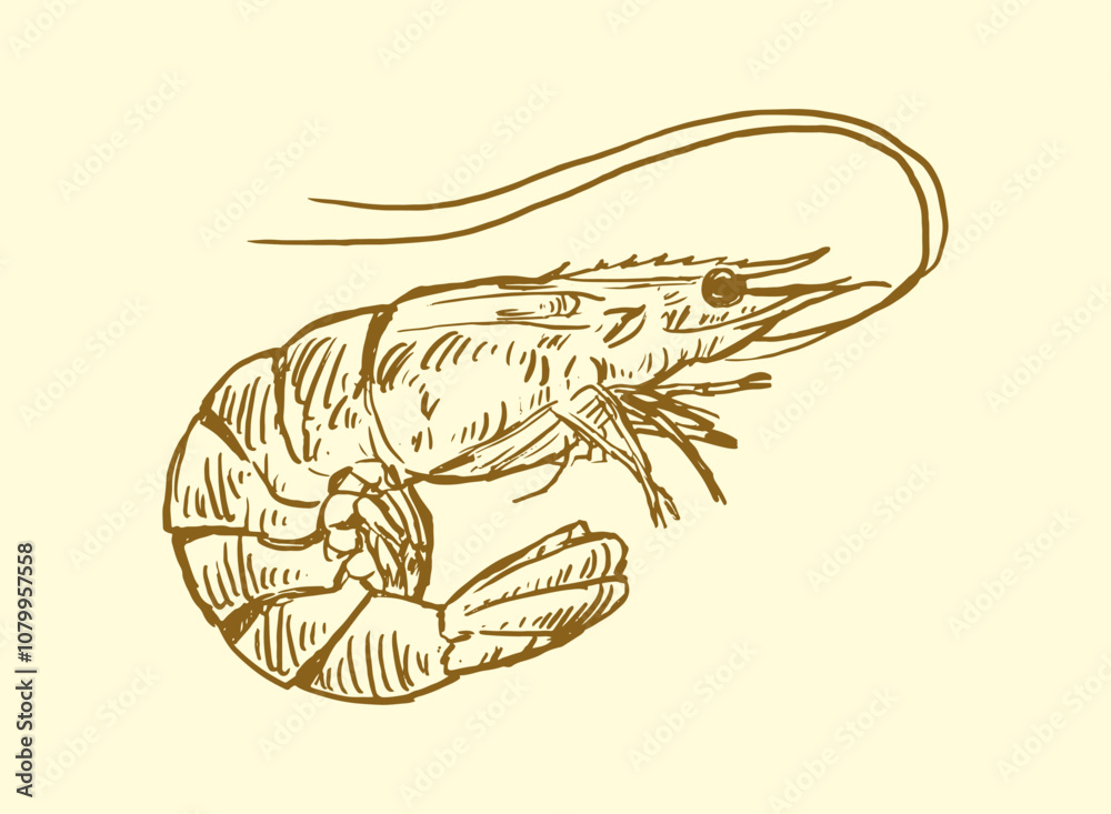 Fototapeta premium set of seafood Shrimp handdrawn illustration