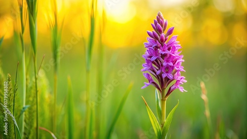 Broad leaved marsh orchid with leading lines photo