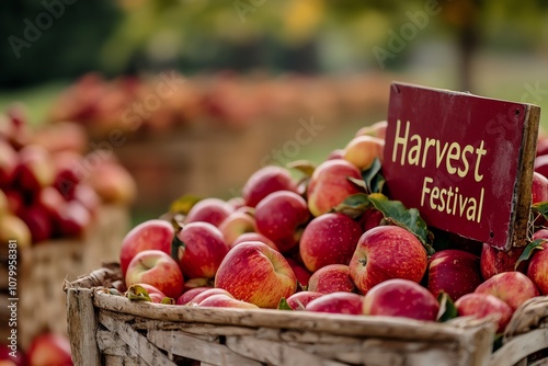 Basket of Red Apples at a Harvest Festival