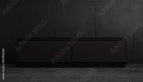 Black Cabinet Against a Rough Black Wall