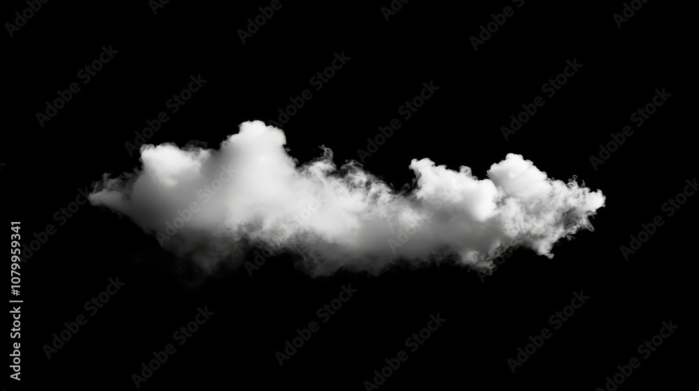A light, airy white smoke cloud floating effortlessly, isolated on a solid black background A light, airy white smoke cloud floating effortlessly, isolated on a solid black background
