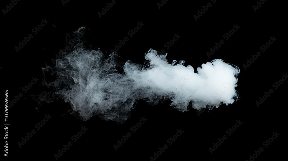 A light, airy white smoke cloud floating effortlessly, isolated on a solid black background A light, airy white smoke cloud floating effortlessly, isolated on a solid black background