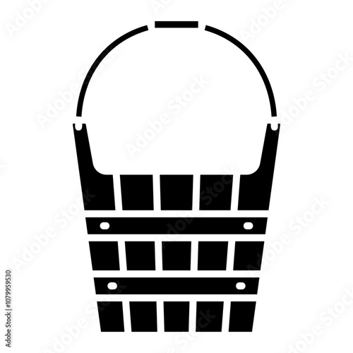 Illustration of Wooden Bucket Glyph Icon