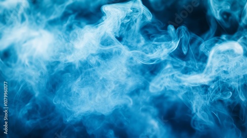 A gentle blue smoke plume drifting gracefully, isolated on a black background