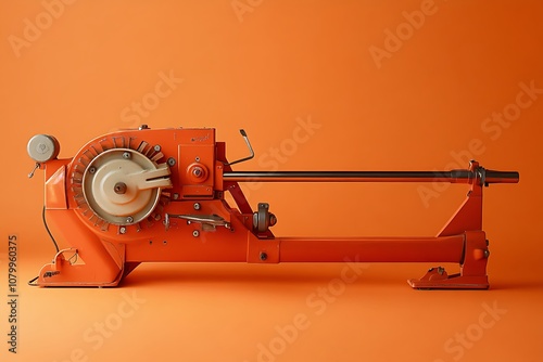 Orange Industrial Machine with Rotating Blades
