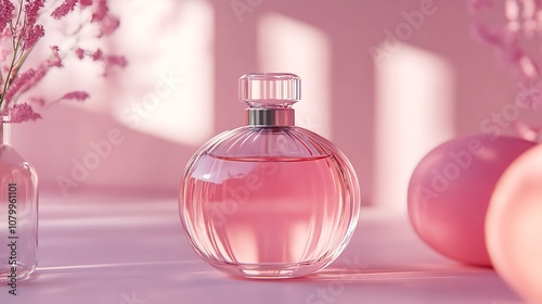 Perfume Bottle with Pink Flowers