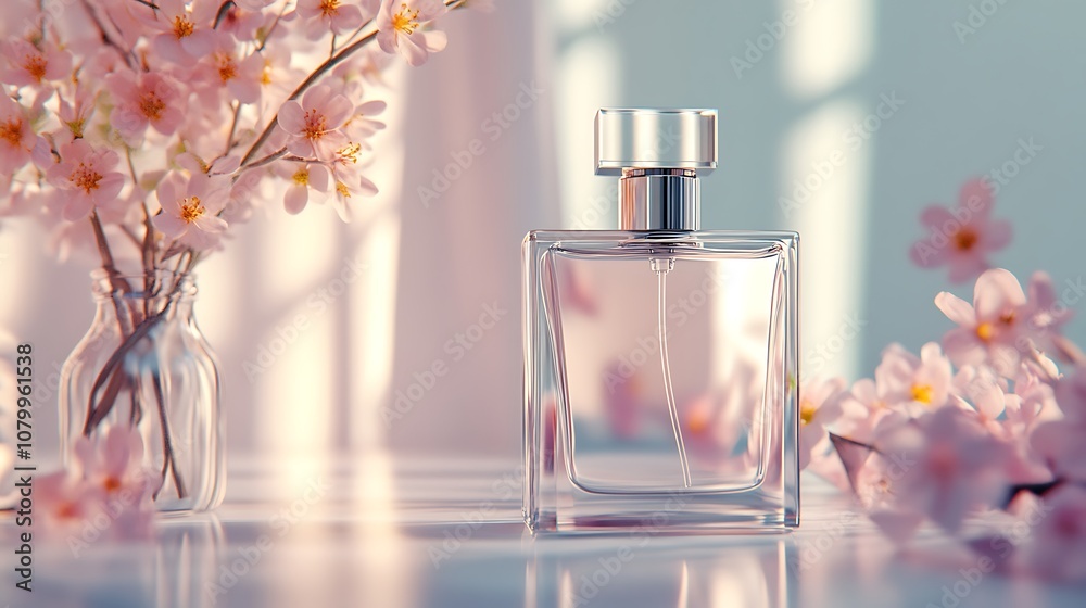 Perfume Bottle with Pink Flowers