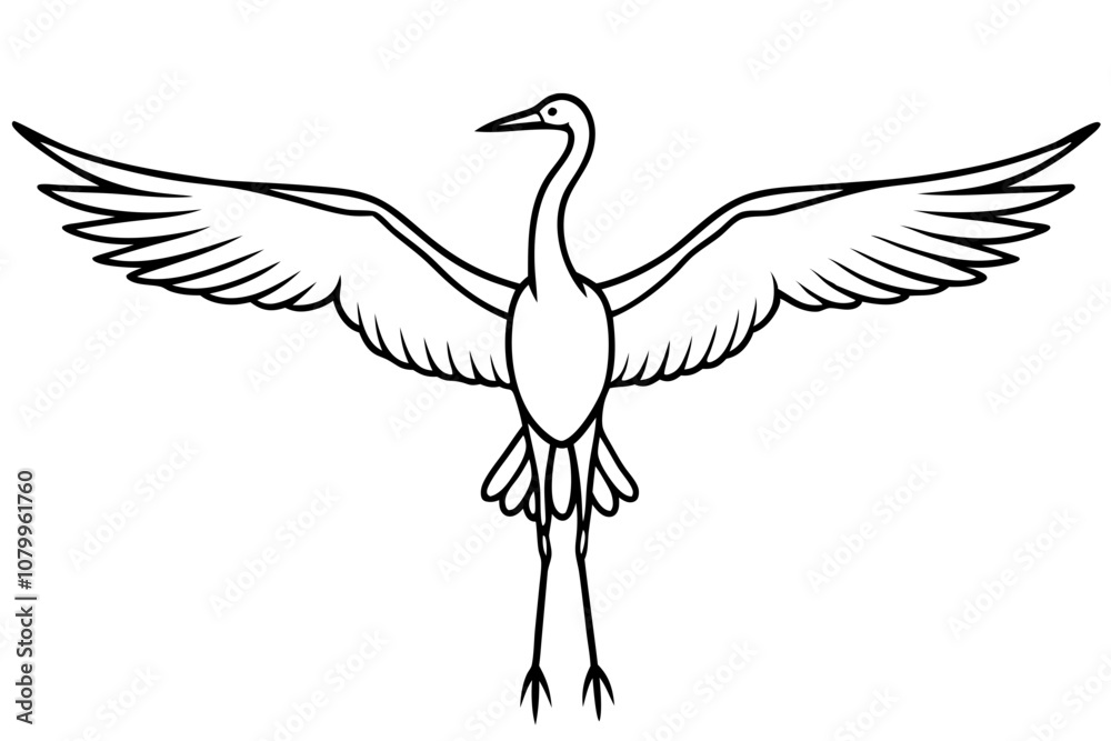 Fototapeta premium Heron bird flying silhouette vector illustration.