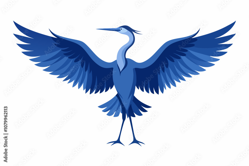 Obraz premium Heron bird flying silhouette vector illustration.