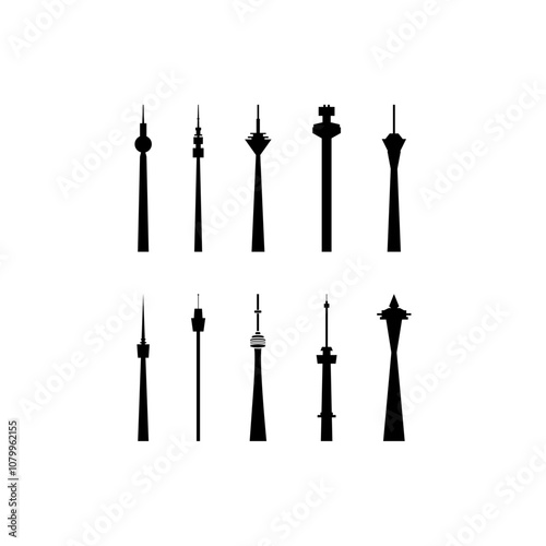 Photography Tv and radio tower vector icon collection