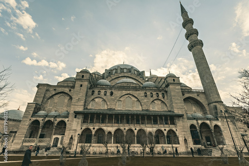 Exterior details of Suleymaniye Mosque in Istanbul Turkey