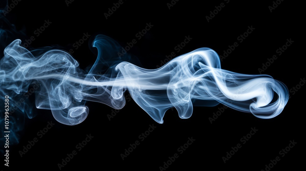 A mesmerizing white smoke spiral gently floating upward, isolated beautifully on a black background A mesmerizing white smoke spiral gently floating upward, isolated beautifully on a black background