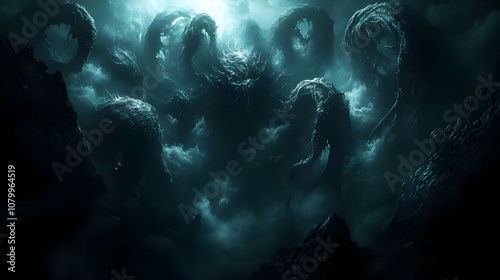 Illustration Cthulhu Monster Dark Fantasy Horror Tentacles