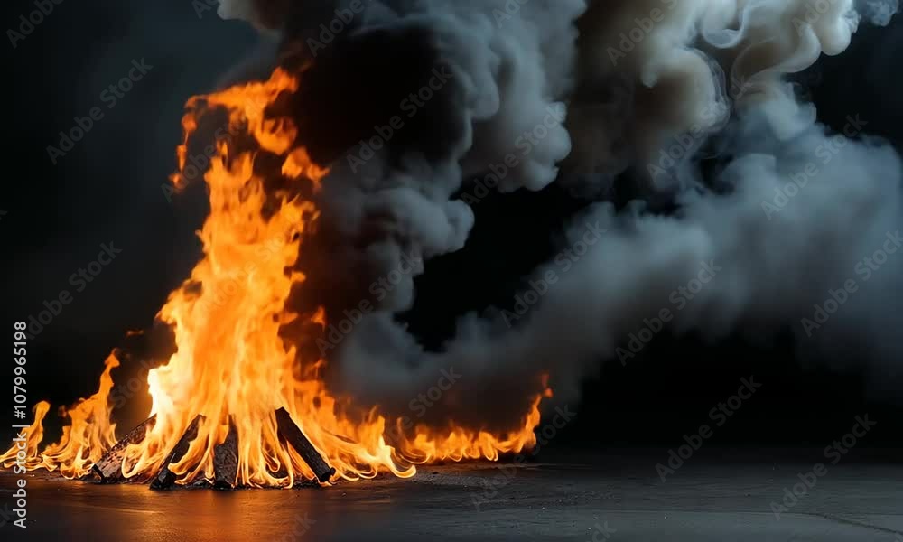 Slow Motion Flames Rising on Black Background Slow Motion Flames Rising on Black Background