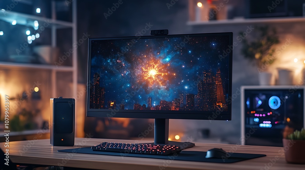 Desktop with Galaxy Wallpaper Desktop with Galaxy Wallpaper