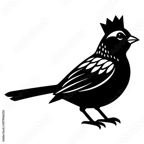 golden crowned sparrow bird on white