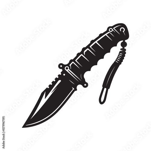 Military knife silhouette vector illustration on white background
