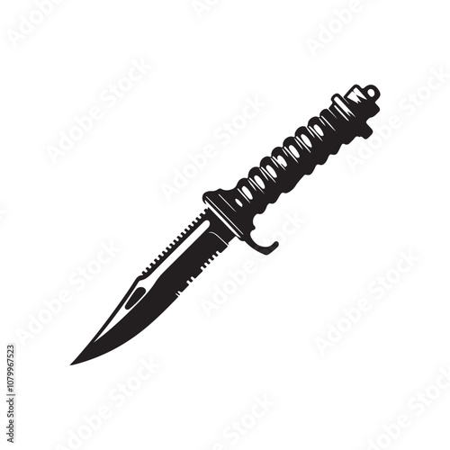 Military knife silhouette vector illustration on white background